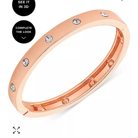Guess Jewelry - GUESS Rose Gold-Tone Hinge Bracelet with Clear Stones